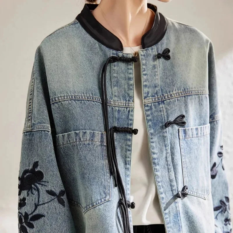 Denim Jacket For Women in Spring and Autumn 2024 New Embroidered Chinese Style Fashion Versatile Denim Clothing High-end women's