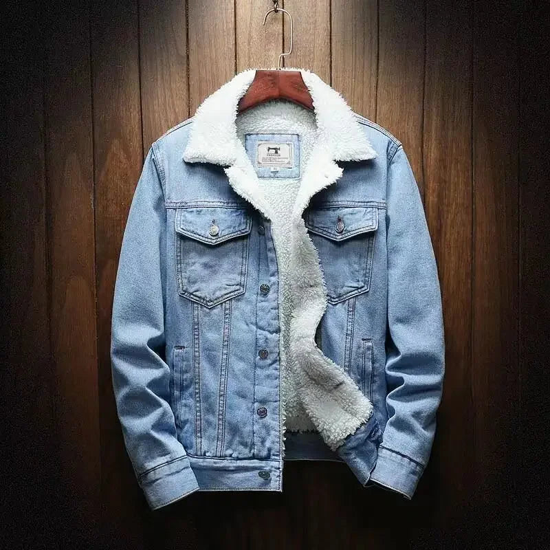Men Blue Denim Jackets And Coats Winter Warm Jeans Jackets New Male Slim Fit Denim Coats Thicker Warm Casual Denim Jackets 6XL