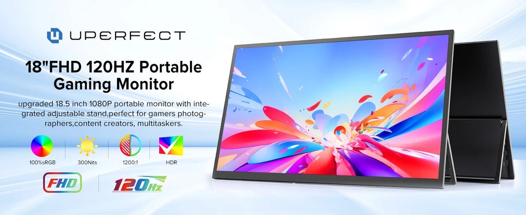 UPERFECT 18.5 Inch Monitor 120HZ FHD HDR IPS Laptop Computer Gaming Display HDMI USB C External Screen With Dual Speakers VESA