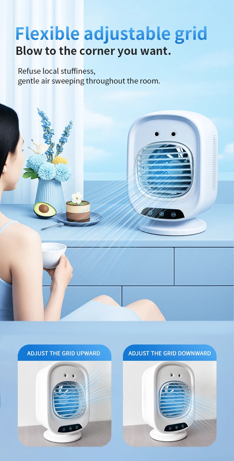 2026 New Portable Home Mini Air Conditioner Fan Spray Cooling Humidifier Desktop Mobile Cold Wind Machine