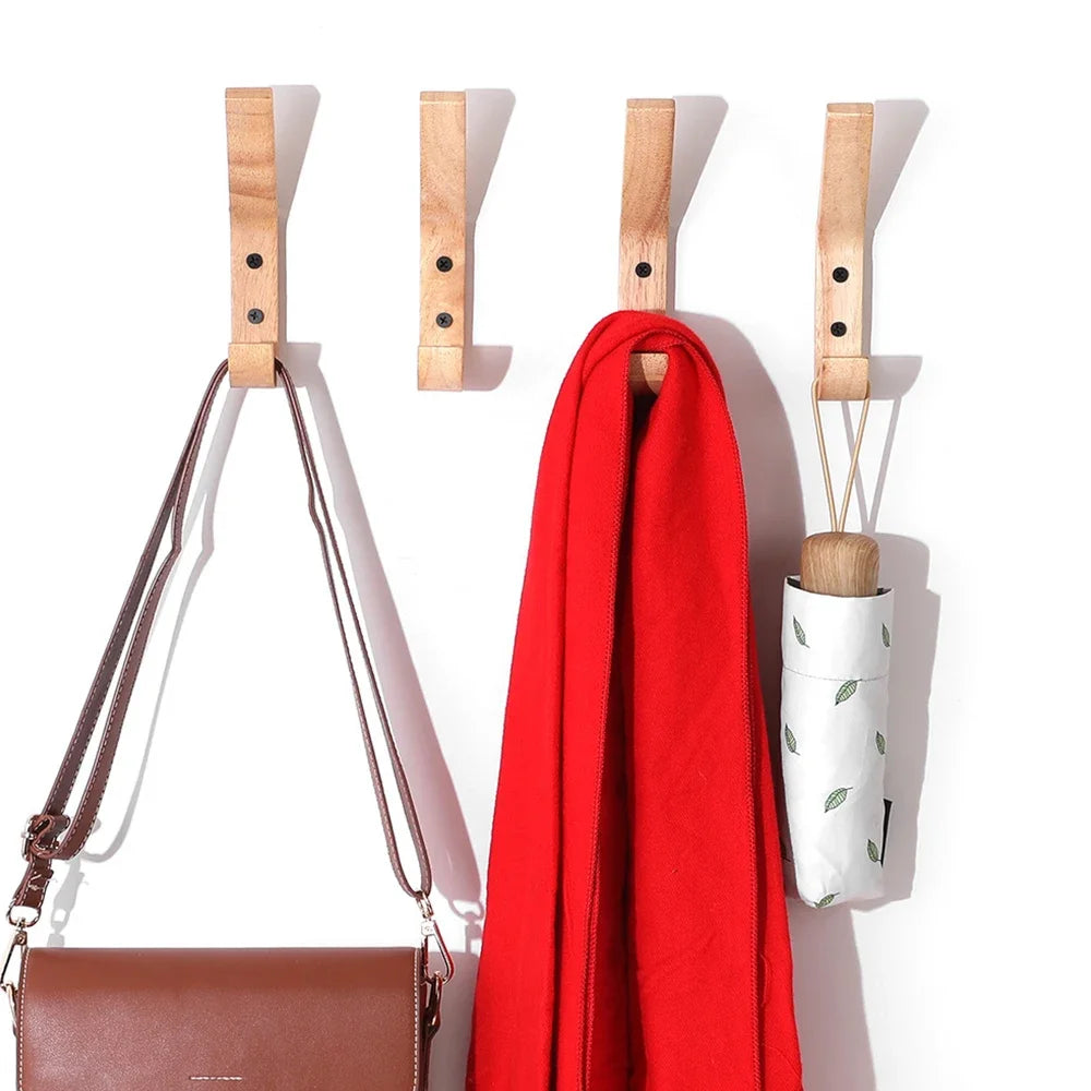 1Pc Oak Wood Coat Hanger Hook Home Bathroom Hallway Key Bedroom Door Kitchen Gadgets Organizer Wall Mounted Storage Rack Holder