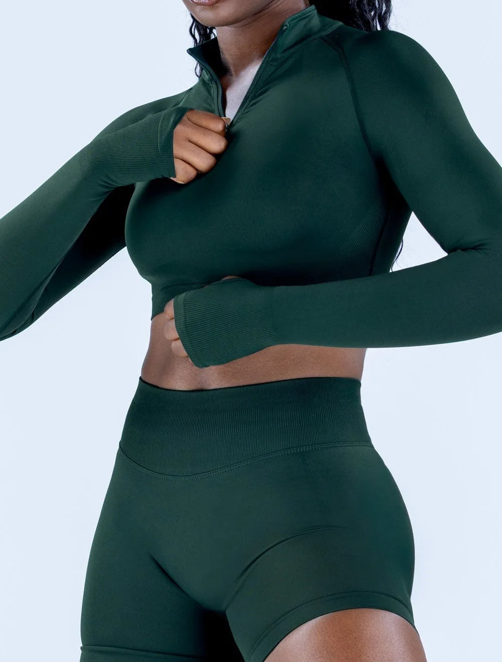 NCLAGEN Crop Zippy Fitness Top Long Women Sleeve GYM Clothes Seamless Running Workout Quick Dry Pilates Sports Yoga Shirt