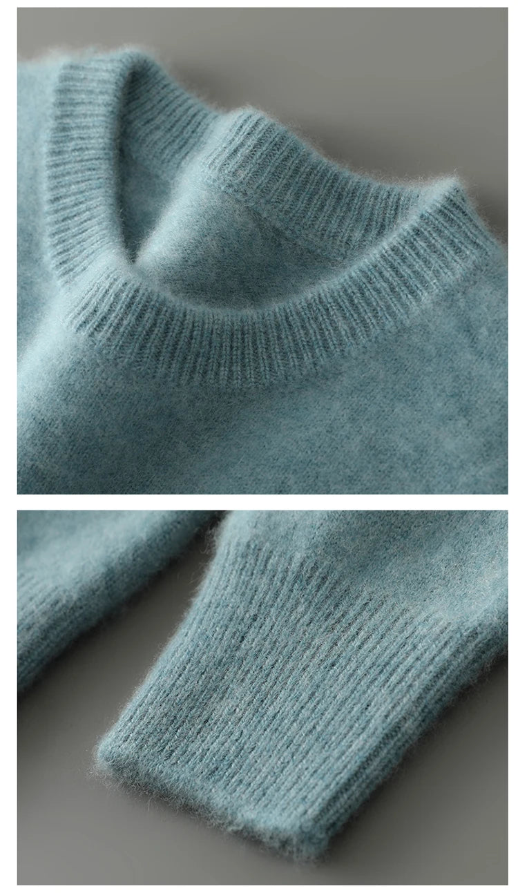 100% Australian Wool Knitted Men's O-Neck Sweater, Casual Business, Spring and Autumn Men's Long-Sleeved Pullover New Sweater