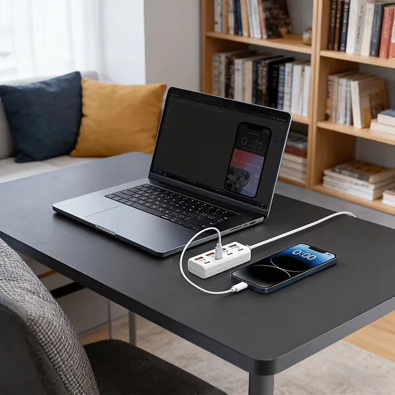 1/2 Piece USB Charging Port Adapter, 8-Port USB Charger with 25W 4C+4A Socket, Compatible with Laptops, Operating Voltage ≤36V,