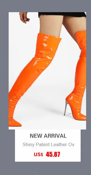 Big Size 46 Low Heels Thigh High Boots For Women Color Leg Boots Slim Boots