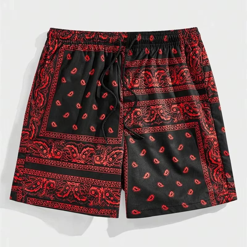 Trend Bandana Graphic Beach Short for Men Summer Fashion 3D Printed Swim Trunks Loose Casual Streetwear Hawaiian Short Pants