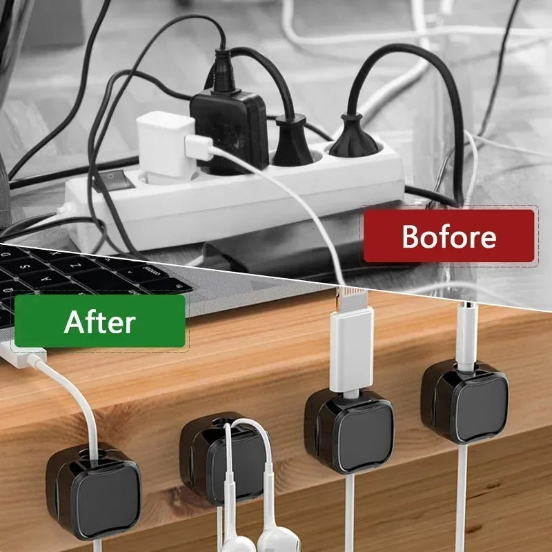36/16/8/4PCS Magnetic Cable Clips Cable Smooth Adjustable Cord Holder Under Desk Cable Management Wire Keeper Cable Organizer