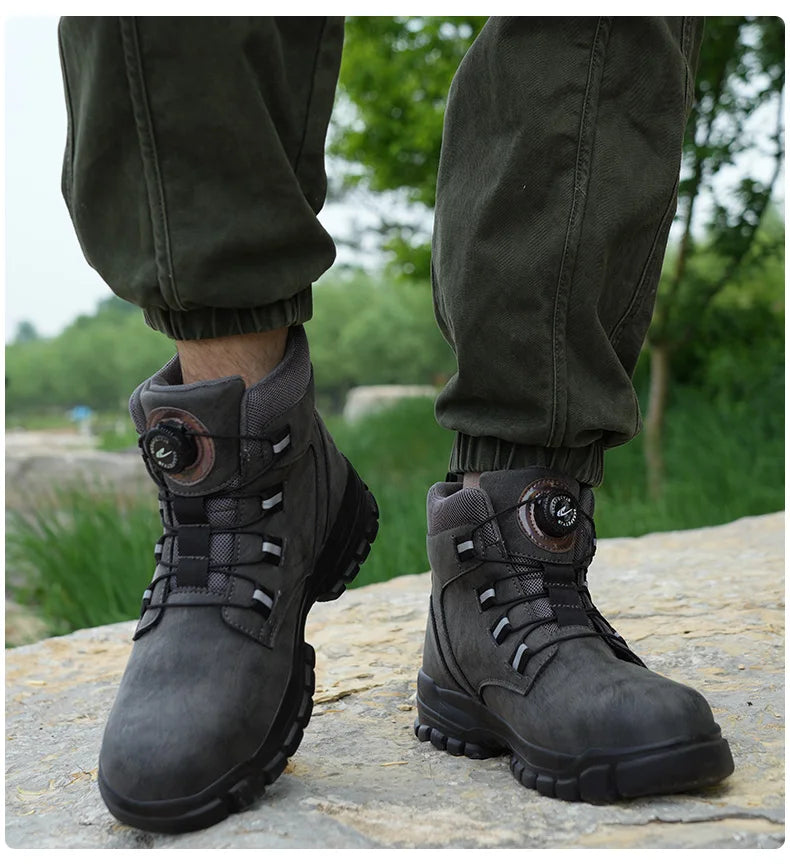 Size 47 48 Winter Work Safety Boots Men Steel Toe Work Shoes Rotating Button Waterproof Protective Men Safety Shoes Footwear