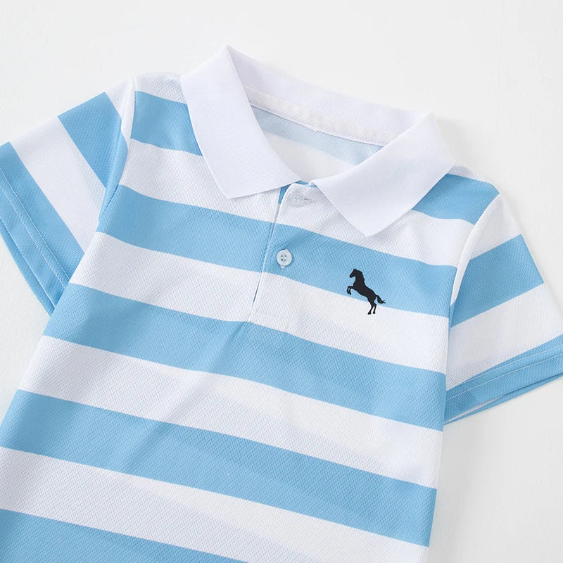 2-piece Summer Children's Casual Suit For Boys Cool Polo Short Sleeved Top Comfortable Solid Color Pocket Pants Trendy Clothing