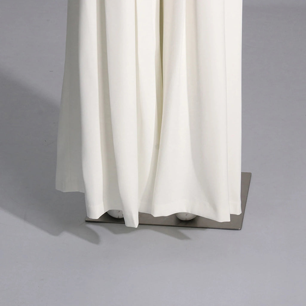 High Quality Summer New White Slim Set 2026 Sexy Short Sleeved Pleated Top+High Waisted Wide Leg Pants Party 2 Two-Piece Set