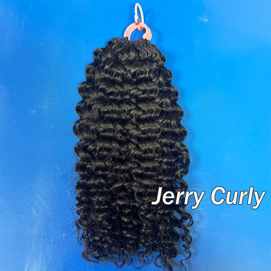 Deep Wave Crochet Hair Extensions Kinky Curly Crochet Human Hair Knotless Pre-Separated Crochet Feather Hair Extensions
