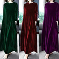 Elegant Long Sleeve Velvet Dress for Women Fashionable Spring Autumn New Style Women's Clothing Princess Sleeve A-Line Skirt
