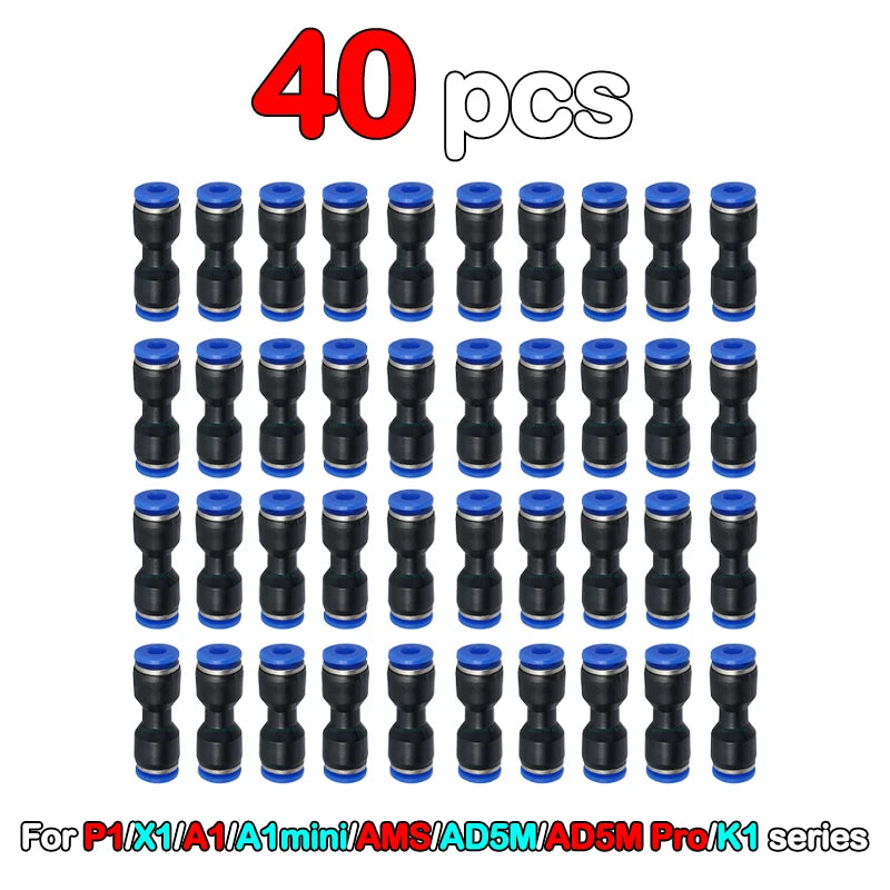 5/10pcs for Bambu Lab PTFE Tube Pneumatic Connector 3D Printer X1 X1C P1P P1S A1 1.75mm Filament Extruder 3D Printer Parts
