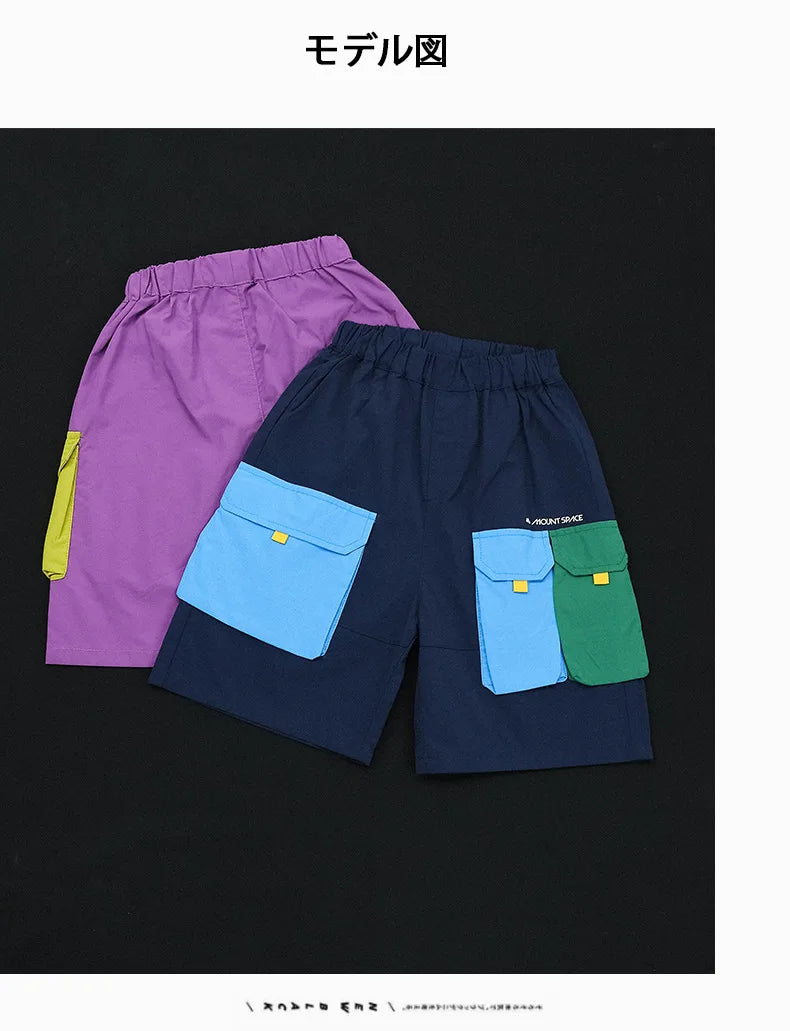 Quick Dry Children's Shorts Boys' Color Block Workwear Summer New Arrival Kids' Clothing Elastic Waist Straight Leg Pants
