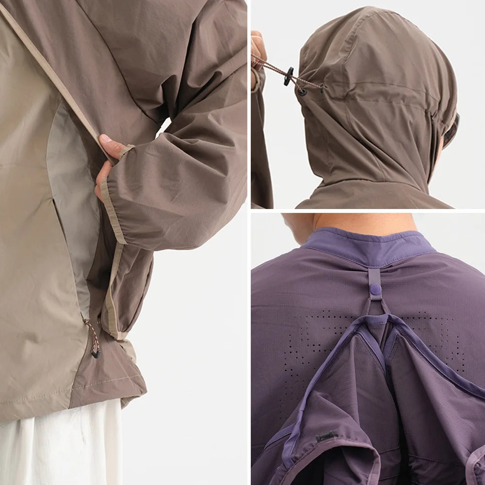 Coat + Vest Sets Varsity Jacket Men Outdoor Techwear Fashion Casual Track Hooded Sunscreen Cape Jacket Vest Women Cycling Coat