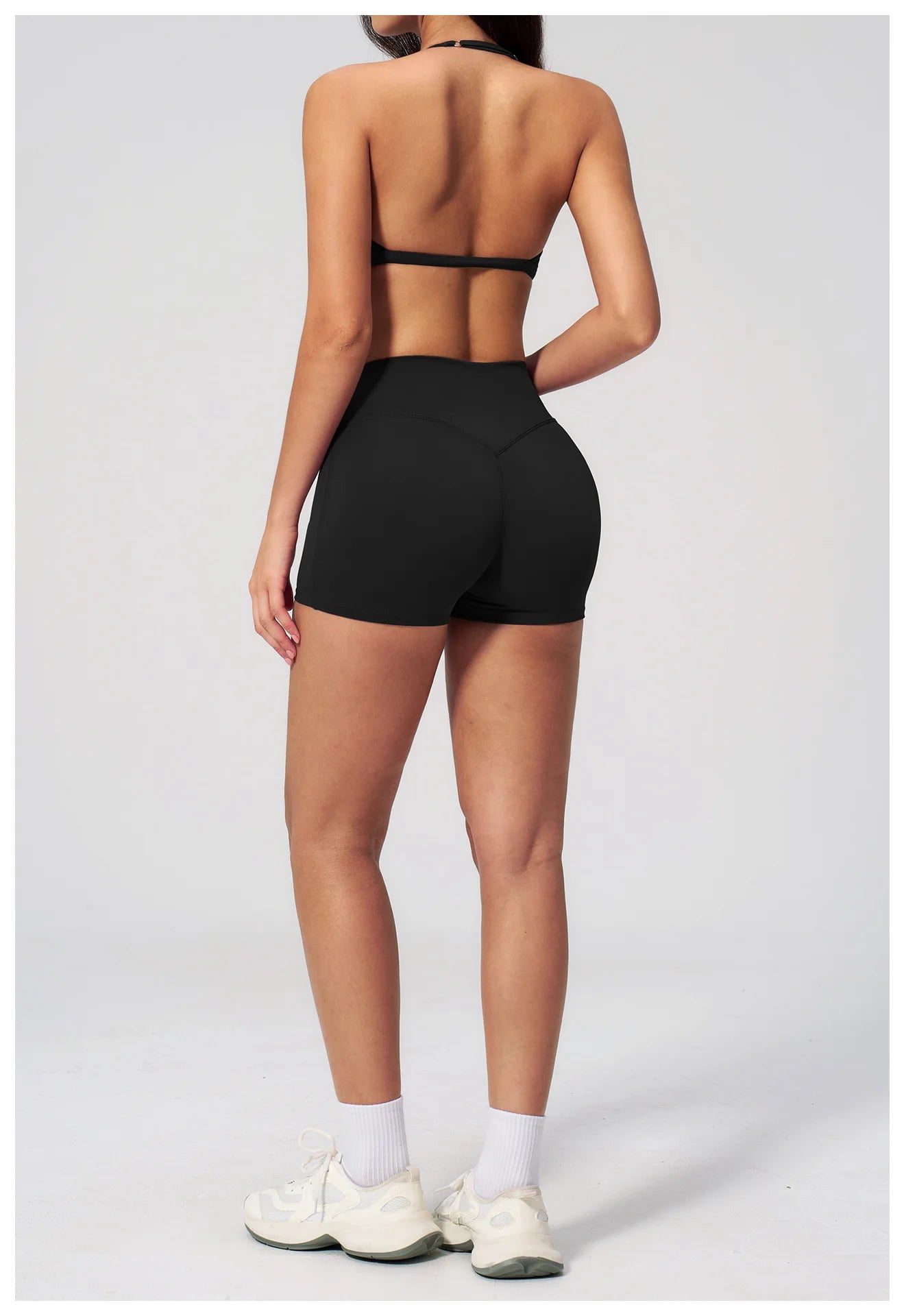 2 Pieces Yoga Set Women Tracksuit Backless Halter Tops High Waist Shorts Gym Suits Fitness Sportswear Workout Sets Athletic Wear