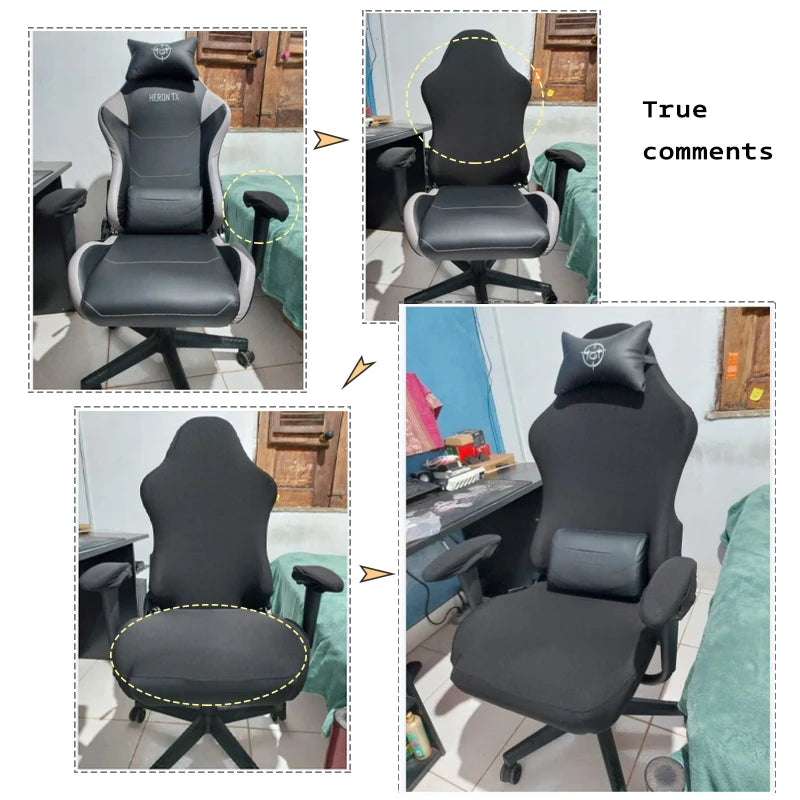 Simple Home Gaming Chair Cover Universal Computer Game Competitive Chair Seat Backrest Armrest Elastic Swivel Chair Covers Home