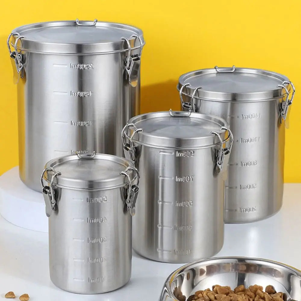 520/1000/1600/2500ml Stainless Steel Storage Tank Leak-Proof with Scale Grain Storage Box Airtight Sealed Grains Sealed Bucket