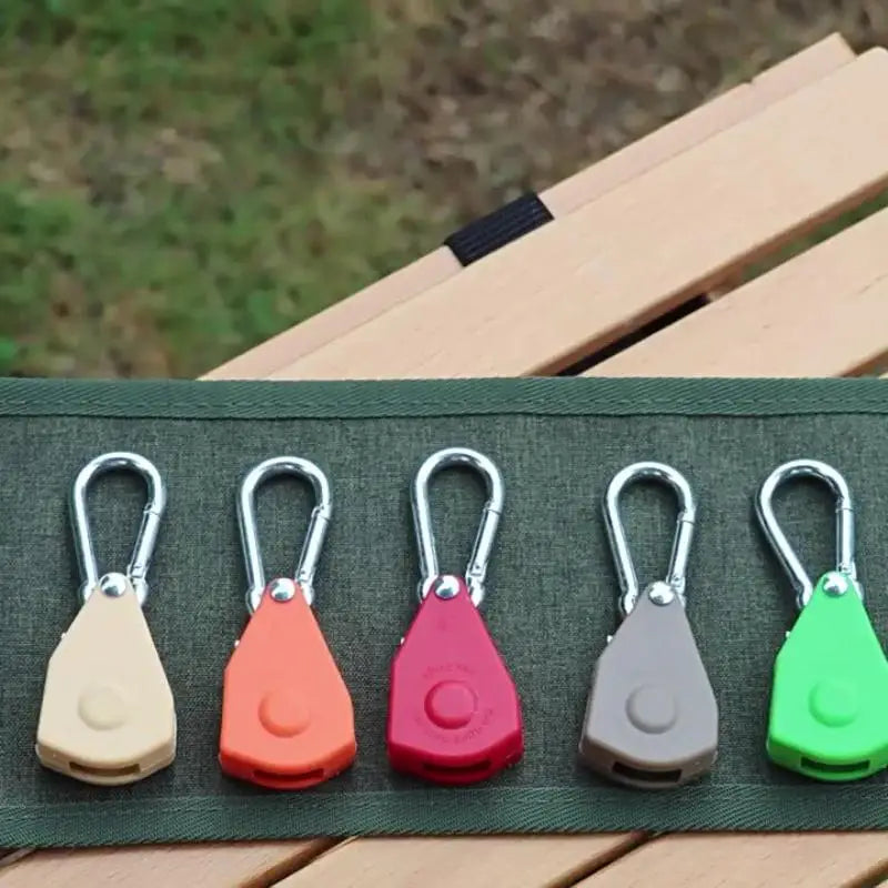 Secure Tent Rope Hanger with Ratchet Tie-Down System; Heavy-Duty Camping Gear with Reinforced Metal Gears and Adjustable Strap