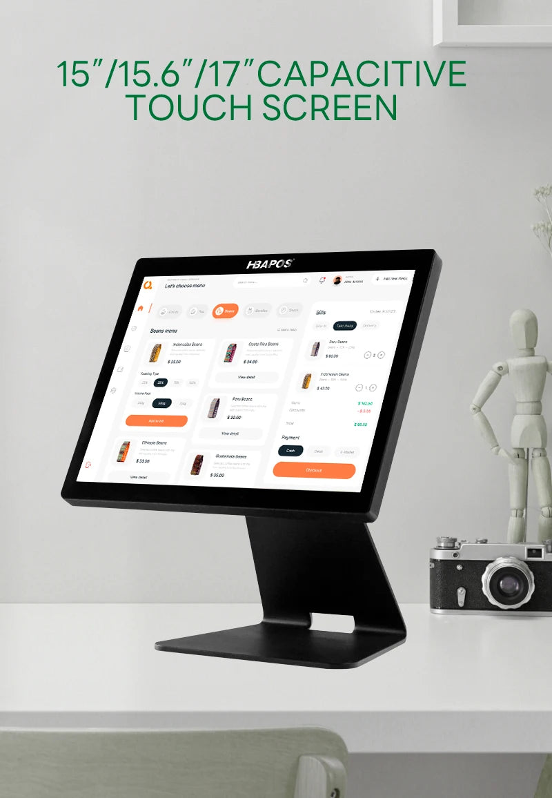 ATV&UTVHBAPOS Q2 Touch Screen Desktop POS Terminal All-in-One Cash Register for Grocery Store