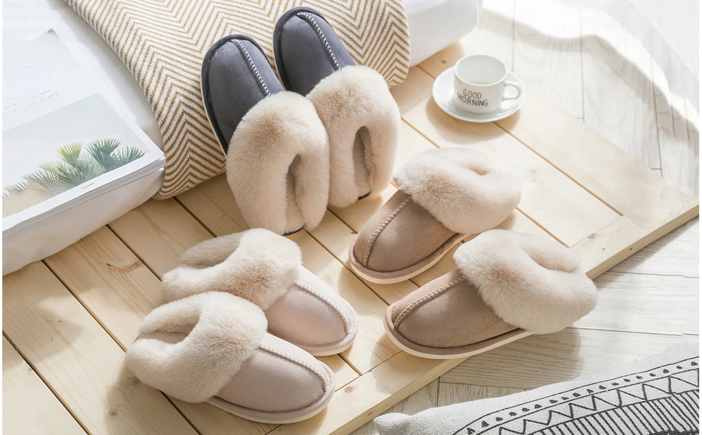 Big Size 47 Men Winter Slippers Furry Warm Home Shoes Men Couples House Floor Slides Slip On Footwear Comfortable Soft Bedroom S