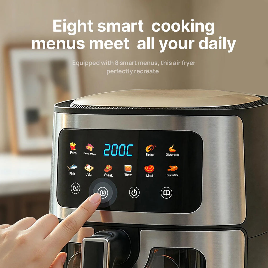 Oven Oilless Cooker with Touch Control Nonstick Basket Visible Window 8L Air Fryer with Electric Hot Fryer