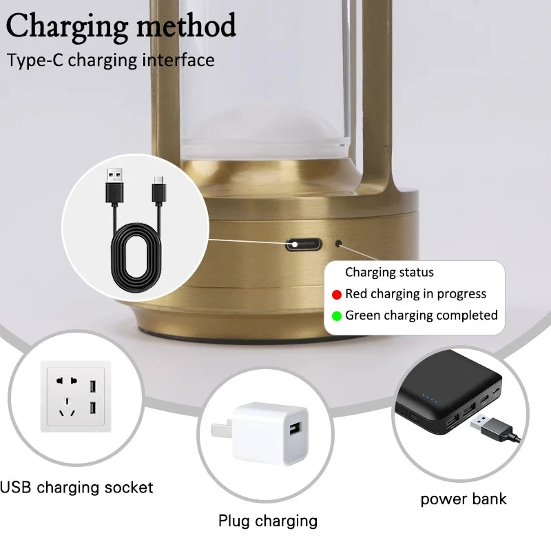 HOMEFISH Night Light Black Gold Silver Table Lamp Touch USB Charging Ambient Light Suitable for Bedrooms Living Rooms