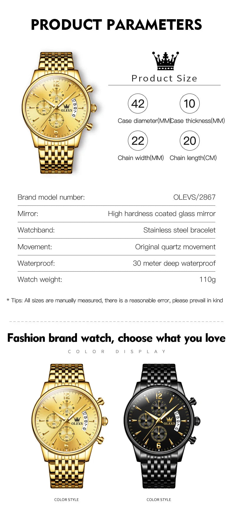 OLEVS Men Watches Top Brand Luxury Watch Waterproof Stainless Steel Men Wristwatch Luminous Quartz Watch Box Gift Set