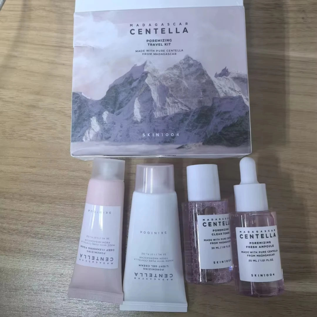 SKIN1004 Korean Skincare Centella Poremizing Travel Kit Sensitive Skin Soothing And Pore Care Set Cleanser Toner Ampoule Cream
