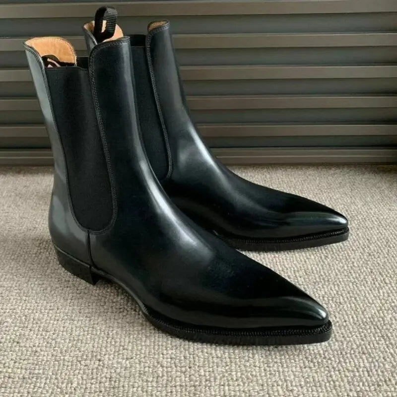 Men Fashion Chelsea Boots Black One Step Business Brand Formal Boots Waterproof Anti slip Wear resistant Size 38-48 Men Boots