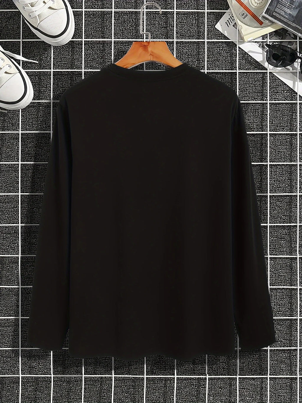Men's 100% pure cotton summer loose comfortable casual  NEW YORK print large round neck  long sleeve T-shirt top