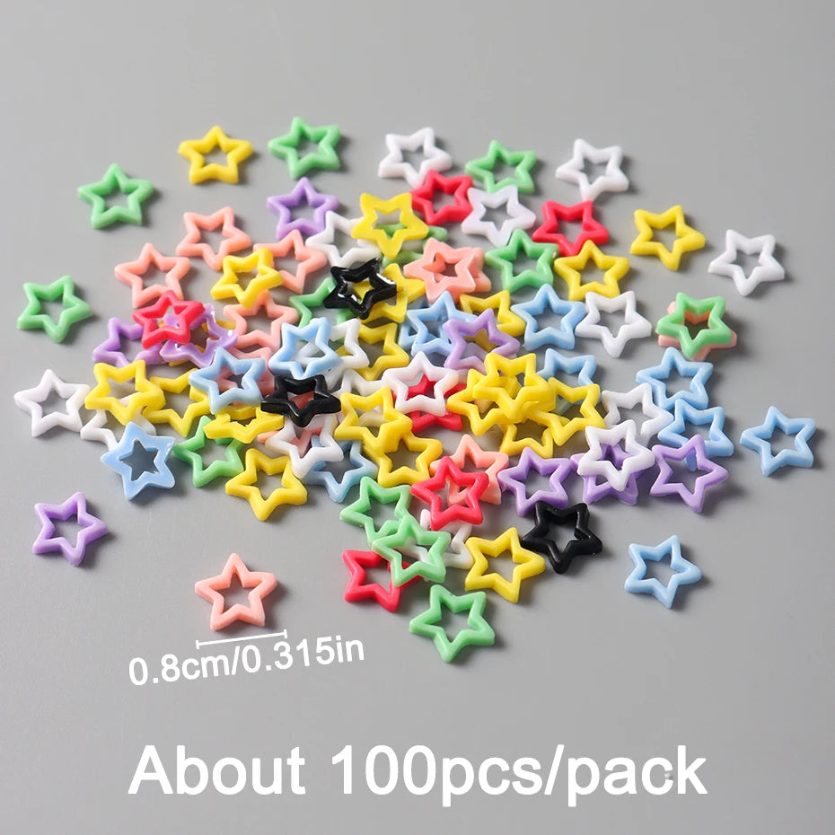 100cs/bag Macaron Hollow Star Nail Charms  Five Pointed Star Nail Art Decoration Kawaii Accessories Manicure Design Supplies