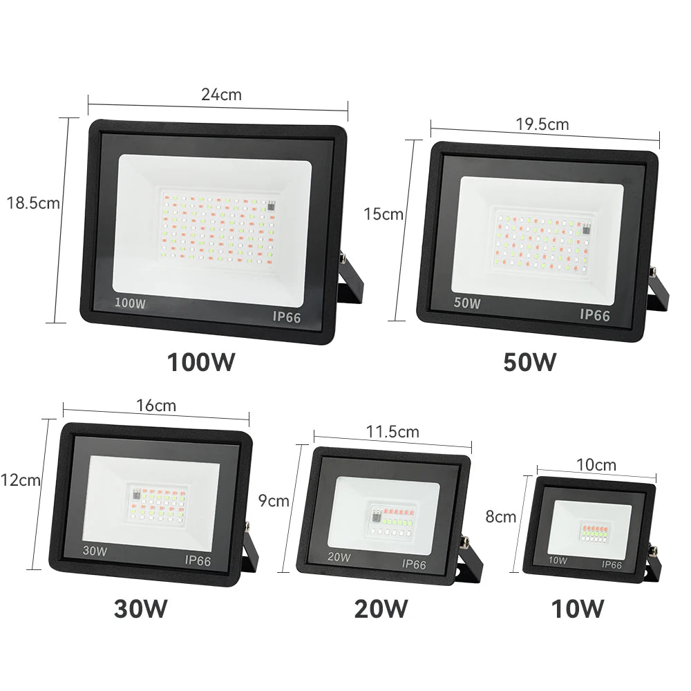 RGB LED Floodlight Reflector Outdoor Lighting 220V 30W 50W 100W IP66 Waterproof Outdoor RGB Spotlight Lamps Landscape Lighting