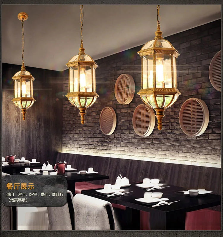 Exterior Aisle Pendant Lights Outdoor Corridor Porch Pendant Light Waterproof Hanging Lanterns Glass Shade Farmhouse Front Door