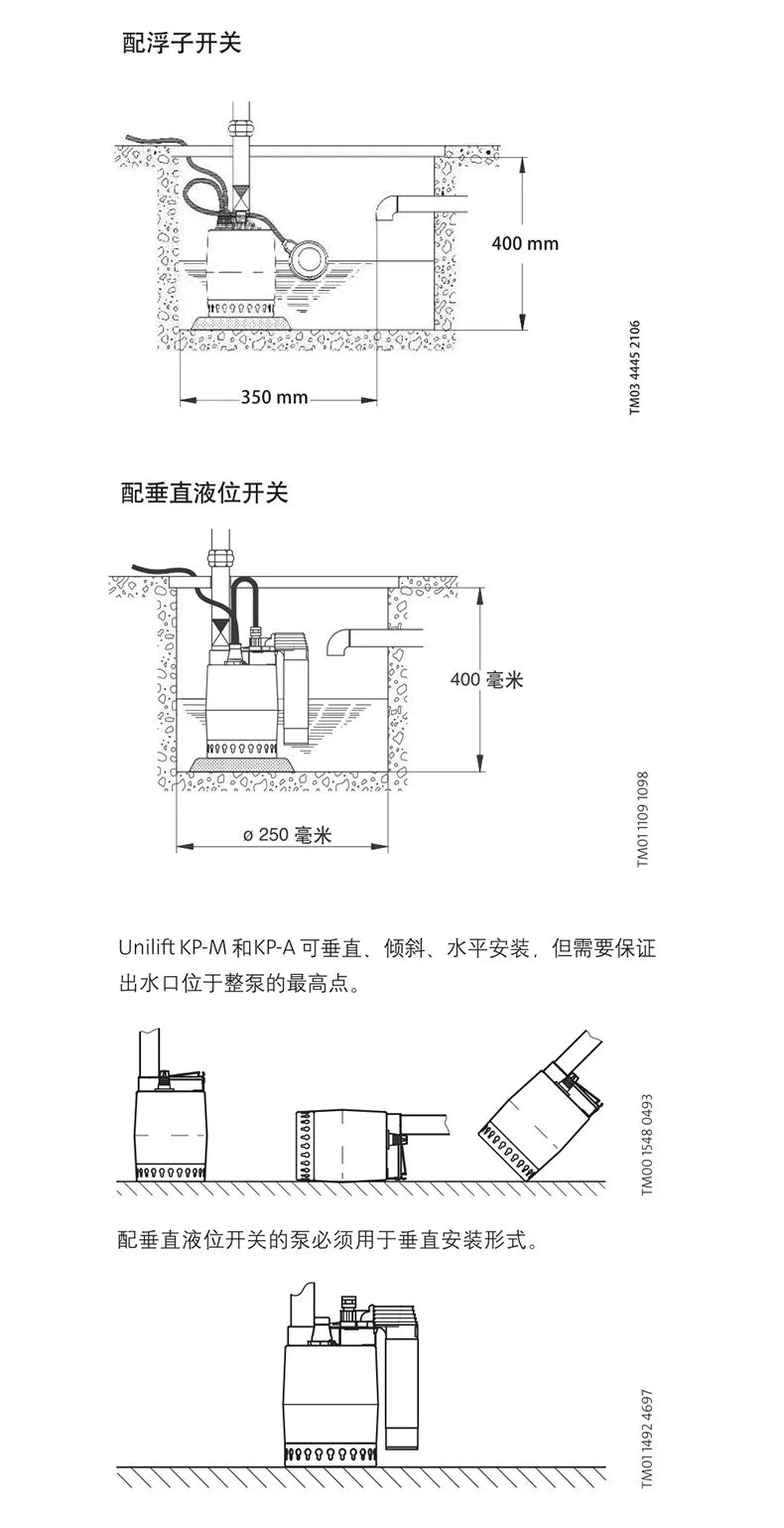 imported submersible sewage pump Unilift KP 150-A automatic float low water level stainless steel