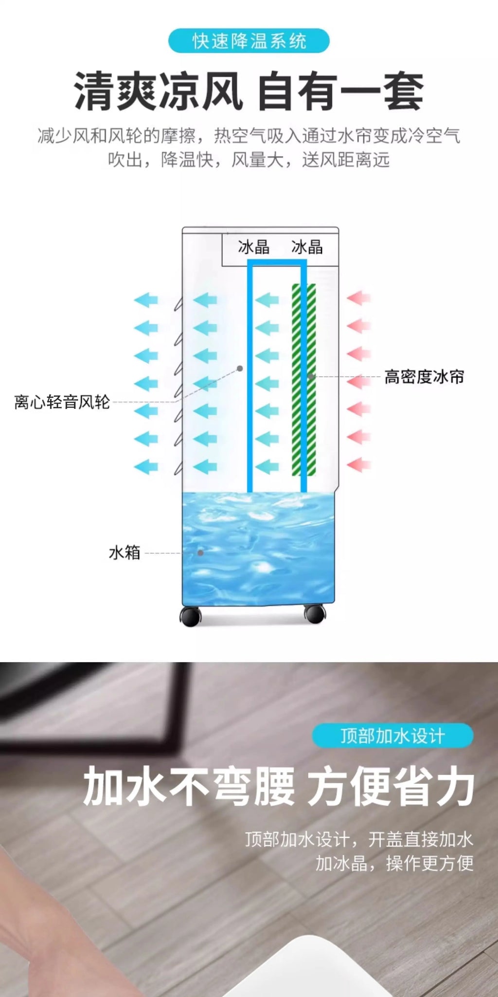 Air conditioning fan cooler household single cooler mobile air conditioning fan water cooling small dormitory water air