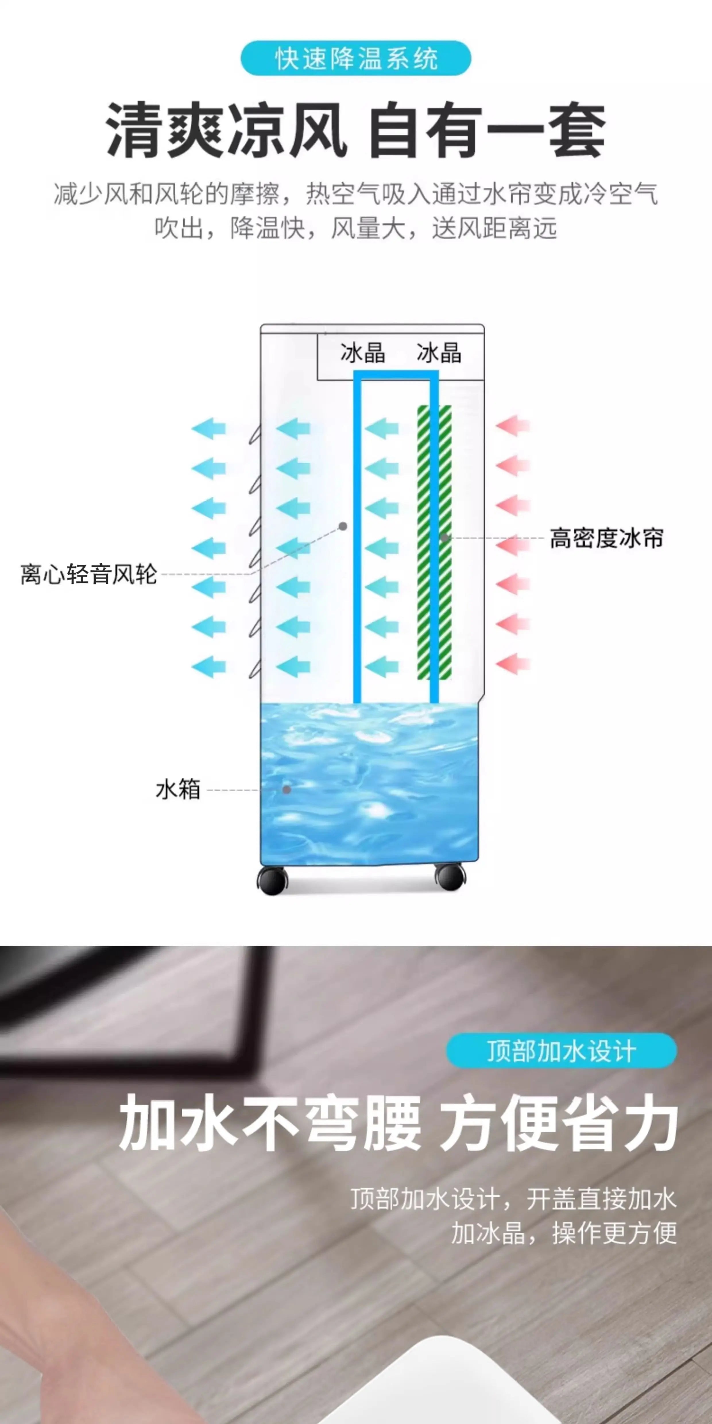 Air conditioning fan cooler household single cooler mobile air conditioning fan water cooling small dormitory water air