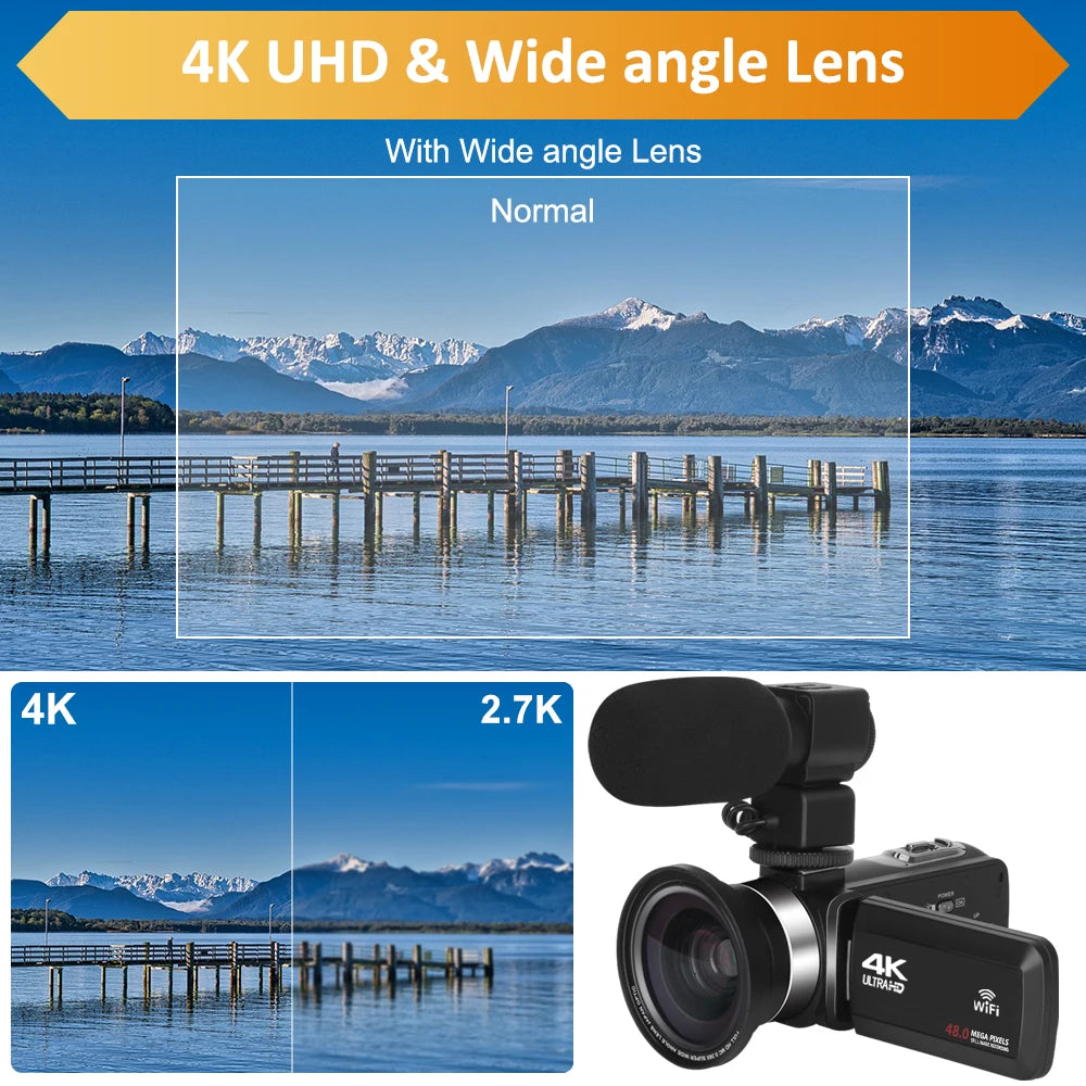 Full 4K Camcorder 18X 48MP Digital Camera Livestream Webcam UHD Vlog Video Recorder Wide Angel Macro Lens Photography Cameras