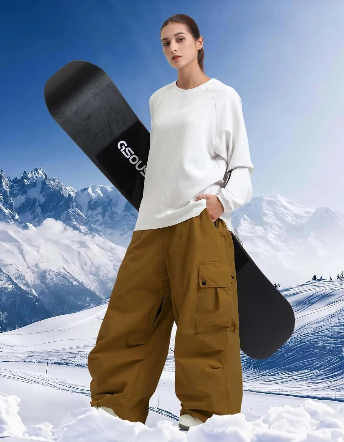 GSOU SNOW 2025 Loose Skiing Pants Snowboard Sport Trousers Outdoor Waterproof Windproof Ski Wear Winter Warm Female Ski Britches