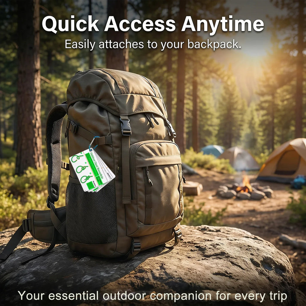 Outdoor Knot Tying Guide Cards Waterproof Plastic Reference Carabiner Survival Emergency Tools For Hikers Campers Scouts Gifts