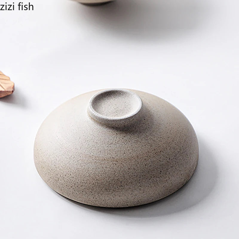 Frosted Coarse Pottery Bowl Vintage Soup Bowl Yogurt Dessert Bowl Appetizer Bowls Snack Sashimi Bowls Restaurant Tableware