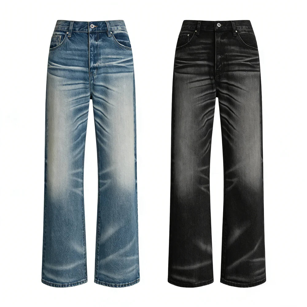 Yao Fashion Basic Style Daily Wear Street Style Retro Unisex Pants Y2k High Street Loose Vintage High Quality Jeans For Men