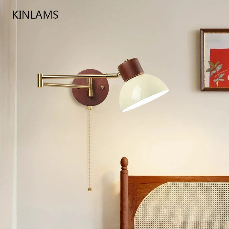 LED Bedroom Bedside Wall Lamp Swing Arm Wall Light Folding Telescopic Study Reading Lamp Study Decor Sconce Lighting