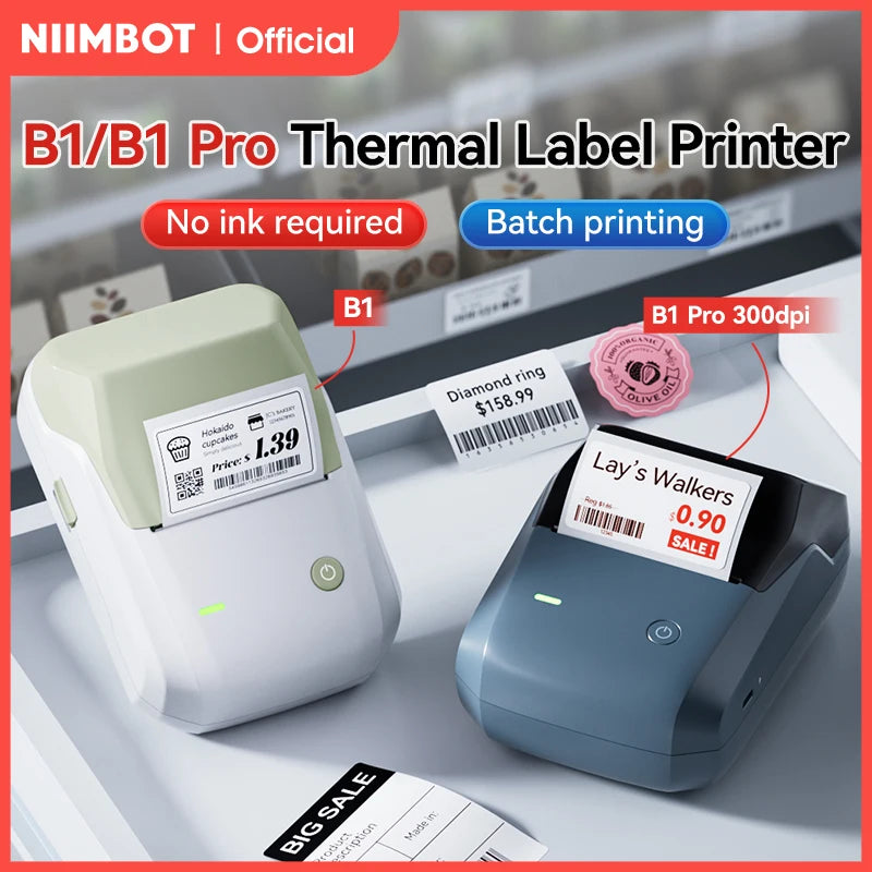 Niimbot B1/B1 PRO Thermal Label Printer Bluetooth Pocket Label Maker Barcode QR Code Self-adhesive Sticker Labeling Machine