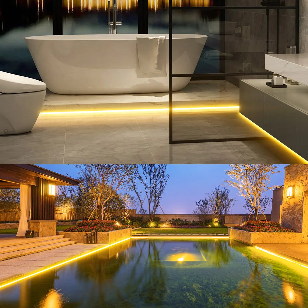10m 20m Waterproof IP67 Tuya WiFi COB LED Strip 24V Dimmable Room Outdoor Light Warm White Touch Remote for Alexa Home Assistant