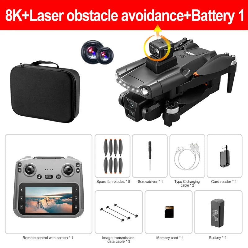 Original V198MAX Drone 8K Profesional FPV Brushless Laser obstacle avoidance Aerial Optical Foldable Quadcopter Mini 4K Dron