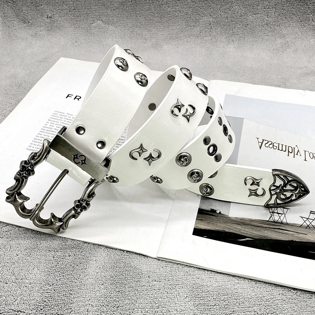 NEW High-end Leather Belt Heavy Metal Rivet Punk Belts For Men Rock Stud Cowboy Belt Gothic Accessories Luxury Brands Waistband