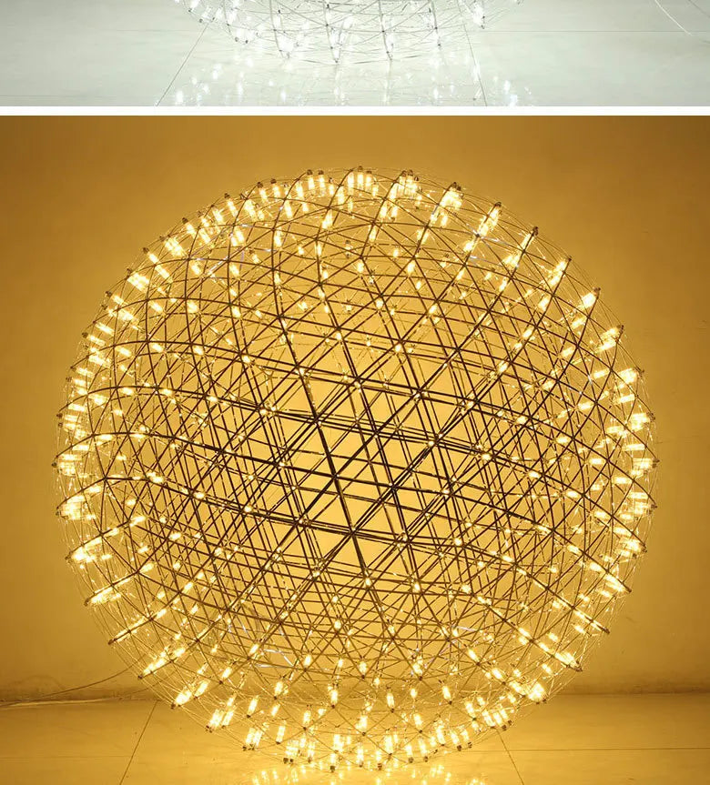 Stainless Steel Led Chandelier Light Shop Spark Ball Full Sky Star Milk Tea Restaurant Exclusive Network Bar Art Decoration Lamp