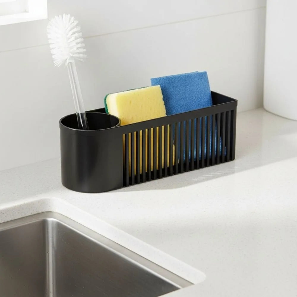Well-ventilated Kitchen Sink Organizer Plastic Sponge Holder Kitchen Drain Rack Space-saving Dish Soap Dispenser Dishcloths