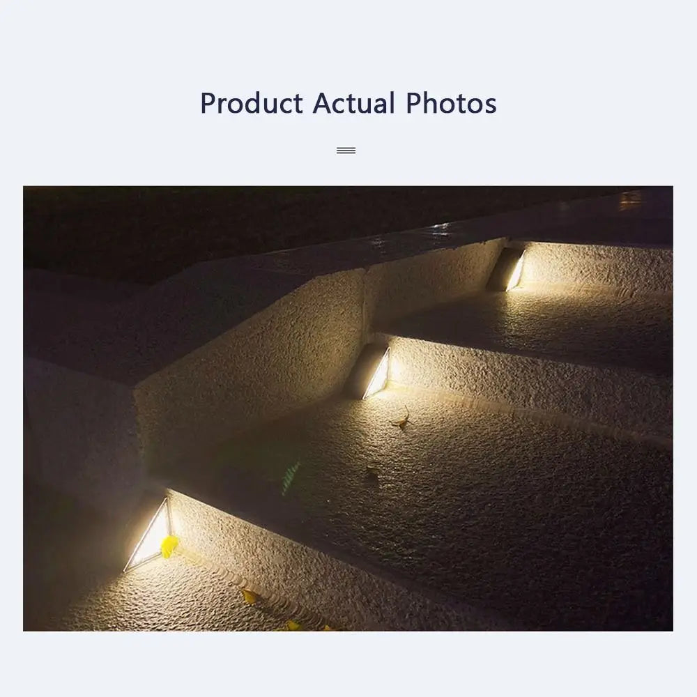Triangle Solar Step Lamp Warm Light Garden Decoration Stair Light Atmospheric Ornament LED Outdoor Floor Light Garden Path